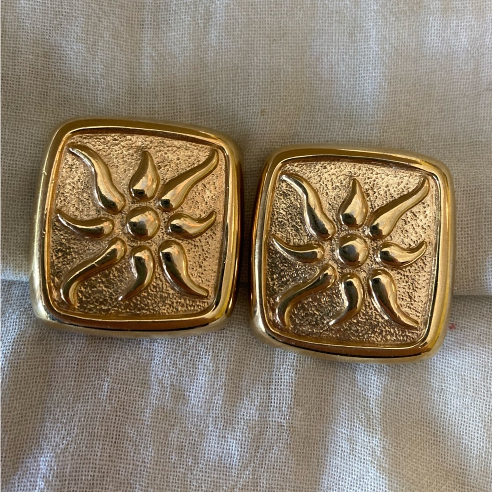 Givenchy Vintage Starburst Sunburst Square‎ Clip on Earrings - Picture 9 of 10